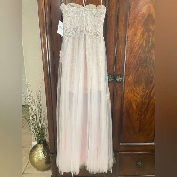 GIGI by LA FEMME Light Pink Strapless Sweetheart Corset Sheer Gown - Picture 11 of 17